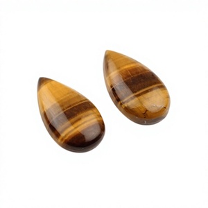 Alta calidad 12x16mm suave hinchada forma de pera Briolette Natural amarillo marrón Ojo de Tigre piedra preciosa suelta para la fabricación de joyas - Product Image 1