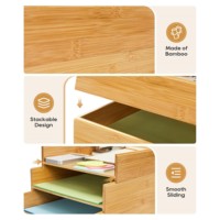 Organisateur de fichiers de bureau en bambou réglable avec 4 étagères Plateau de rangement de lettres en bois Porte-trieur de papier