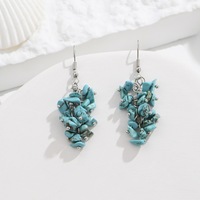 Boucles d'Oreilles à Crochet en Cristal Naturel Semi-Précieux, Pierres d'Énergie, Turquoise, Malachite, Obsidienne, Améthyste