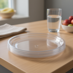 Assiettes à dessert jetables en plastique transparentes Swirl 9 pouces, rondes, pour fêtes et usage occasionnel, lot de 4 - Product Image 2