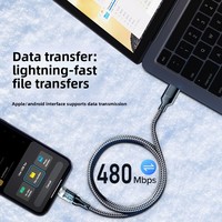 Kabel Pengisian Daya Tipe-C Digital Display DX-5-Smart Berjalin Konduktor Tembaga Murni 120W PD/27W Pengisian Cepat untuk iPhone 15 Mobile