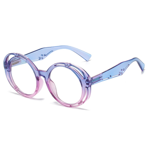 HS2201 femmina Unisex telaio in vetro di buona qualità moda con disegno scheletro lente rotonda blu blocco della luce per i giovani - Product Image 6