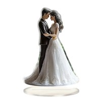 1 pièce Ornement de scène de mariage romantique en acrylique, motif 'Je t'aime', imprimé UV, gravé au laser, découpé au laser de précision, thème couple