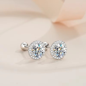 S925 Reines Silber Moissanit-Ohrringe 50 Punkte 1ct VVS Unisex-Schmuck Rundschliff mit GRA-Zertifikat - Product Image 5