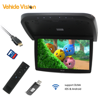Monitor Android montado en el techo del coche de 18,5 pulgadas, Monitor de techo de autobús con entrada de vídeo USB Hmdi para autobús escolar, autobús turístico