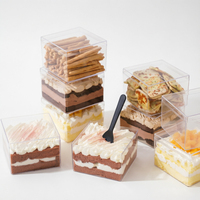 Boîte en plastique PS transparente de qualité alimentaire avec couvercle, conteneur à dessert pour tiramisu, mousse, gâteau en couches, emballage à emporter pour boulangerie
