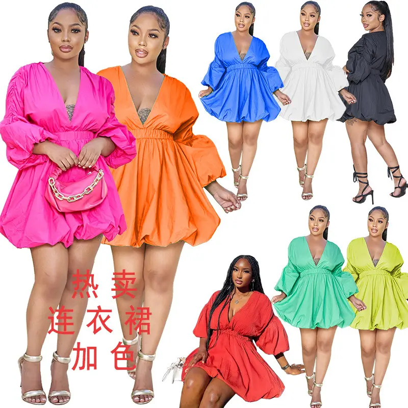 A120 Amazon Dresses for Women Hot Selling Good Quality Cute V Neck a Line Casual Summer Natural Polyester Simple Adults Solid