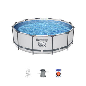 Pour <span class=keywords><strong>piscine</strong></span> hors sol Bestway Steel Pro MAX, ensemble de 3,66 <span class=keywords><strong>m</strong></span> x <span class=keywords><strong>1</strong></span>,00 <span class=keywords><strong>m</strong></span>, PVC portable avec pompe et échelle pour utilisation en extérieur - Product Image 1