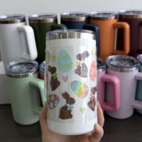 Tasses à café à sublimation de 20 oz, gobelet Macaroon avec poignée, tasse isotherme en acier inoxydable, tasses à café colorées pour les voyages