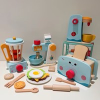 Mainan Dapur Mini 4-in-1 Montessori Kayu Edukatif untuk Anak-anak Prasekolah, Bayi, dan Balita