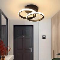 Plafonnier LED carré noir de luxe moderne, lampe géométrique nordique à montage encastré pour couloir, entrée, allée, décoration intérieure