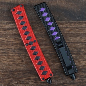 Couteau d'extérieur HL New Warrior en acier Damas, pour l'autodéfense et la découpe de papier, personnalisable OEM, style lame à bouton-poussoir pour le bricolage - Product Image 4