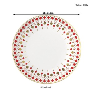 Piatto da Cena in <span class=keywords><strong>Ceramica</strong></span> Bone China Geometrico Moderno Minimalista Rosso e Oro con Bordo Dorato per Hotel, Ristoranti e Matrimoni - Product Image 6