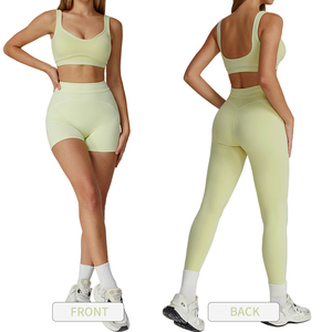 ชุดโยคะสีสันตัดกันทรงเข้ารูป TZ7028 สายคล้องไหล่คู่ เอวสูง ชุดออกกำลังกายสำหรับผู้หญิง ชุดวิ่งออกกำลังกาย - Product Image 4