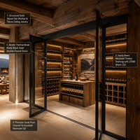 Armoire à vin sur mesure avec porte en verre et éclairage LED intégré, cadre en aluminium