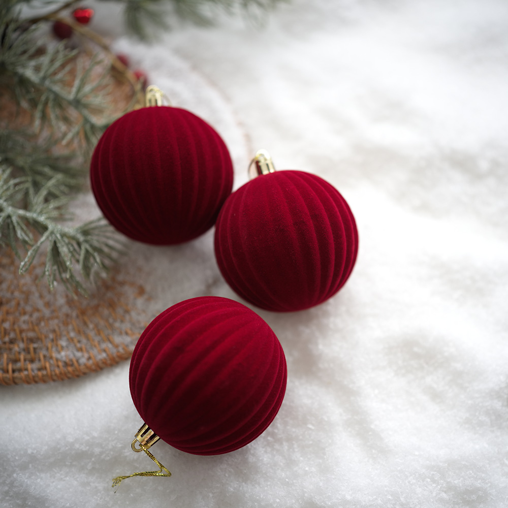 Boule floquée pastèque - Rouge (lot de trois)