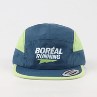 Casquette de course personnalisée à 5 panneaux, casquette de sport en mesh pour marathon avec logo réfléchissant, casquette de course à 5 panneaux pour hommes, casquette de trail running personnalisée