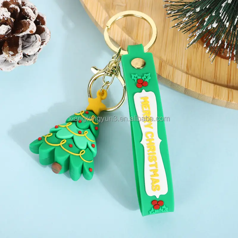 Wholesale 2D 3D custom Christmas keychain shaped soft rubber pvc keychain with your logo name