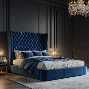 Lit double moderne <span class=keywords><strong>de</strong></span> luxe plate-forme Queen Size rembourré bleu cadre <span class=keywords><strong>de</strong></span> lit meubles <span class=keywords><strong>de</strong></span> <span class=keywords><strong>chambre</strong></span> <span class=keywords><strong>à</strong></span> <span class=keywords><strong>coucher</strong></span> en bois pour hôtel idées <span class=keywords><strong>de</strong></span> <span class=keywords><strong>chambre</strong></span> <span class=keywords><strong>à</strong></span> <span class=keywords><strong>coucher</strong></span> - Product Image 1