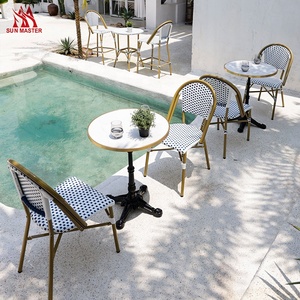 Patio Café Meubles Jardin Ensemble Rotin Bambou Restaurant Hôtel Extérieur Parisien Bistro Table Et Chaises - Product Image 2