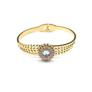 Bracelet tendance plaqué or PVD en acier inoxydable 316L avec pierres de cristal, bijoux décoratifs pour femmes - Product Image 1