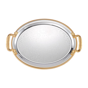 Nordic Style Luxury Metal <b>Tray</b> with Gold Handle Oval <b>Mirror</b> Storage <b>Tray</b> for Living Room Coffee Table - Product Image 3