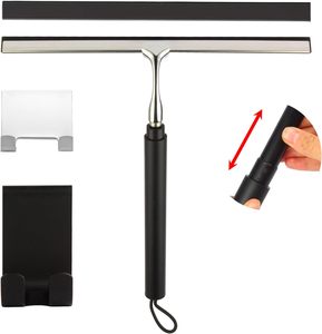 Stainless Steel Eco-Friendly Shower Squeegee with Long Handle and Extension Pole for Window Glass Floor & <b>Car</b> Use - Product Image 1