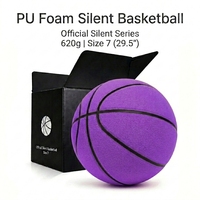Ballon de basketball silencieux en mousse PU souple de 620g, taille 7 (29,5 pouces), personnalisable avec logo, pour entraînement intérieur des enfants, vente en gros usine
