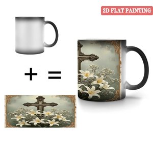 Taza Mágica Personalizada con Retrato de Pareja, Negra Esmerilada, 11 oz, Cerámica, Sensible al Calor, Taza Blanca - Product Image 4