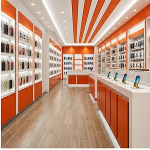 อุปกรณ์ตกแต่งภายในร้านโทรศัพท์มือถือแบบกำหนดเอง ตู้ติดผนัง LED เคาน์เตอร์โชว์สินค้า อุปกรณ์เสริม เฟอร์นิเจอร์แสดงสินค้า ผู้ผลิต OEM ODM - Product Image 3