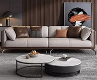 Canapé en cuir de luxe moderne nordique ensemble de trois pièces cadre en bois massif Design élégant Simple pour hôtel Villa salon appartement