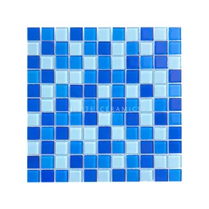 Fonte de fábrica 300x300mm misturado vidro de azulejos de piscina cristal mosaico