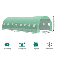 Serre de jardin tunnel moderne portable en film plastique 8x3x2m, cadre métallique, facile à assembler, accessible, écologique et anti-rongeurs