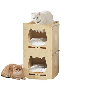 Sólido ecológico cuatro estaciones apilable gato cama muebles <span class=keywords><strong>de</strong></span> madera suministros <span class=keywords><strong>para</strong></span> mascotas <span class=keywords><strong>para</strong></span> Gatos Perros Stock <span class=keywords><strong>para</strong></span> una pieza Dropshipping - Product Image 2