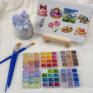 Set de Pintura de Acuarela Sólida de 72 Colores, 6 Cajas de 12 Colores con Pinceles y Delineador, Kit de Arte <span class=keywords><strong>para</strong></span> Principiantes y Estudiantes <span class=keywords><strong>para</strong></span> Pintura DIY - Product Image 3
