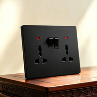 Prise murale double A6 B1 13A multi-interrupteurs, cadre en acier ignifuge, borne en bronze, prise universelle avec voyant lumineux