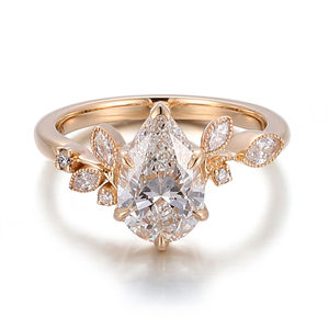 Bague en or massif 14k18k de luxe certifiée IGI avec diamant de laboratoire en forme de poire de 1,5 ct, bague de fiançailles pour mariée, cadeau d'anniversaire de mariage - Product Image 3