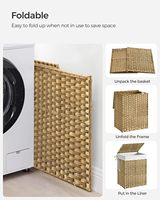 Panier à linge pliable en rotin synthétique CF avec couvercle et poignées, doublure amovible, pour salle de bain