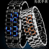 Montre bracelet pour homme tendance unique créative de style européen américain avec LED en forme de lave, montre numérique rétro pour couple, montre de sport