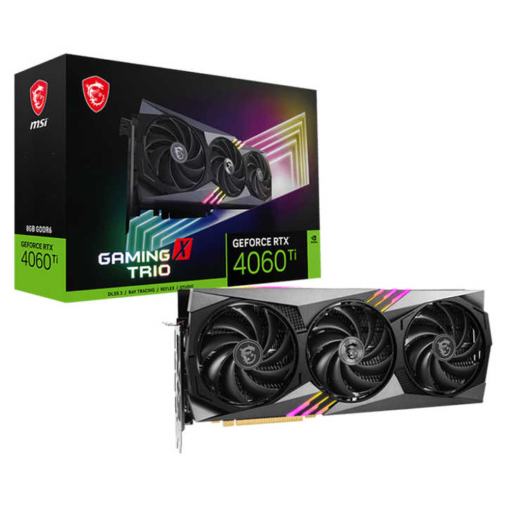 MSI NVIDIA GeForce RTX 4060 Ti GAMING X TRIO 8G Graphics Card with 