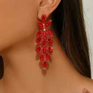 Pendientes Largos Elegantes con Diseño de Hoja Grande y Diamantes, Estilo Europeo Americano, Favoritos de las Celebridades de Internet - Product Image 2