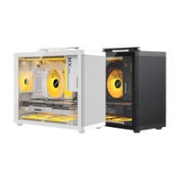 0.8mm SPCC TG Glass Mini-ITX Motherboard Mid Tower Portable PC Case with Tempered Glass Side Panel and 12cm Front Cooling Fan
