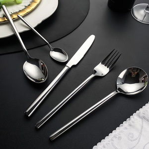 Ensemble de couverts en acier inoxydable 304, manche rond épais, couteau à steak, fourchette, cuillère, pour restaurant et hôtel - Product Image 3
