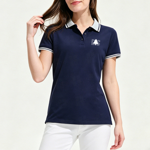 Chemise Polo de Travail pour Femme à Boutons Coupe Classique en Piqué 95% Coton 5% Spandex avec Broderie Personnalisée – Grande Vente - Product Image 2