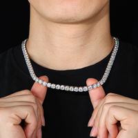 Bijoux fins hommes femmes 2mm-5mm collier Mossanite en argent sterling 925 cultivé en laboratoire VVS Moissanite diamant Tennis Bracelet chaîne