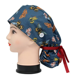 In đầy đủ điều chỉnh phẫu thuật phụ nữ che đầu chà Mũ thoáng khí bông bệnh viện Bác sĩ y tá bouffant Mũ chà mũ - Product Image 3