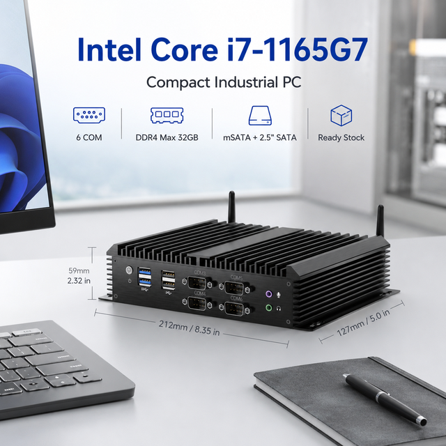 Fanless Industrial PC Intel I7-8550U I7-8250U I3-8130U 8GB D4 RAM 128GB M.2 SSD WIFI/4G, 6COM 2LAN for Factory VGA HD Display Pc