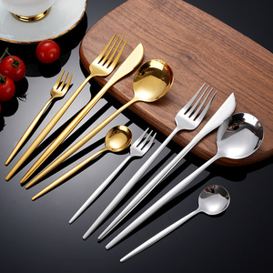 410 Stainless Steel Portuguese Cutlery <b>Set</b> Forks Spoons Western Style Hotel European Plated Steak Knife Dessert Utensils - Product Image 1