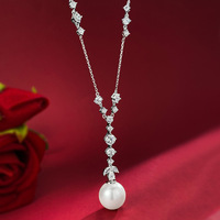 Collier pendentif en argent Sterling S925, perle blanche de 16mm, chaîne en cristal CZ pour femmes, bijoux de luxe légers