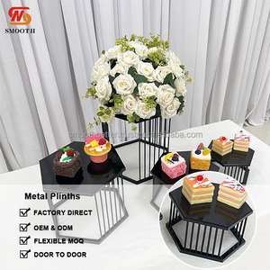 JINDY Présentoirs hexagonaux en métal blanc pour gâteaux et desserts – Ensemble de décoration de table pour cérémonies - Product Image 2